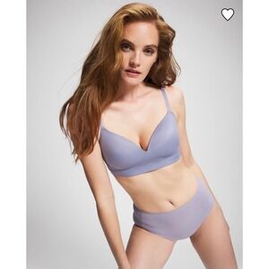 Soma Enbliss Luxe Wireless J-Hook Bra 40DD Purple Lace Back Convertible Straps